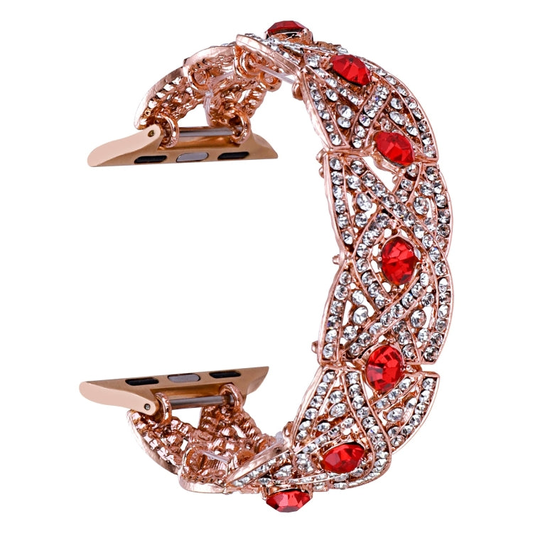 Diamonds Twist Metal Watch Band For Apple Watch 8 45mm(Rose Gold Red) - Watch Bands by PMC Jewellery | Online Shopping South Africa | PMC Jewellery