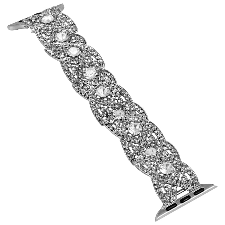Diamonds Twist Metal Watch Band For Apple Watch 7 45mm(Silver) - Watch Bands by PMC TechLife | Online Shopping South Africa | PMC TechLife