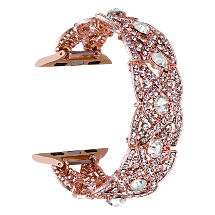 Diamonds Twist Metal Watch Band For Apple Watch SE 2022 44mm(Rose Gold White) - Watch Bands by PMC Jewellery | Online Shopping South Africa | PMC Jewellery