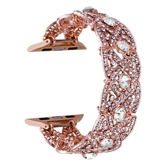 Diamonds Twist Metal Watch Band For Apple Watch 5 44mm(Rose Gold White) - Watch Bands by PMC Jewellery | Online Shopping South Africa | PMC Jewellery