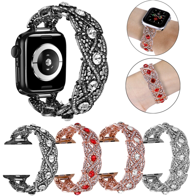 Diamonds Twist Metal Watch Band For Apple Watch 4 40mm(Black) - Watch Bands by PMC TechLife | Online Shopping South Africa | PMC TechLife