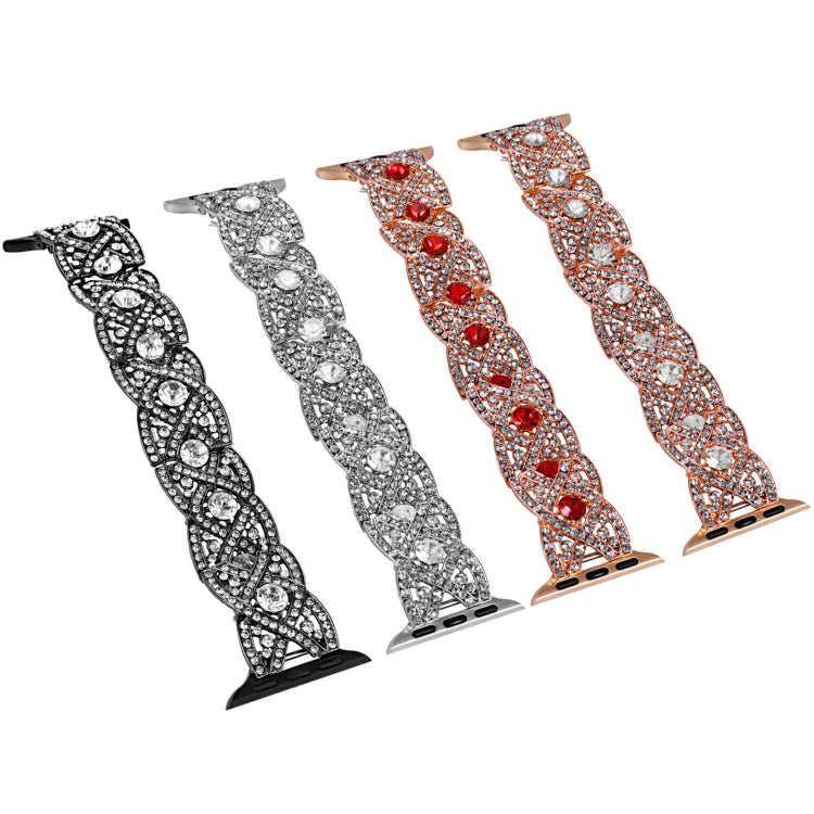 Diamonds Twist Metal Watch Band For Apple Watch 2 42mm(Rose Gold Red) - Watch Bands by PMC Jewellery | Online Shopping South Africa | PMC Jewellery