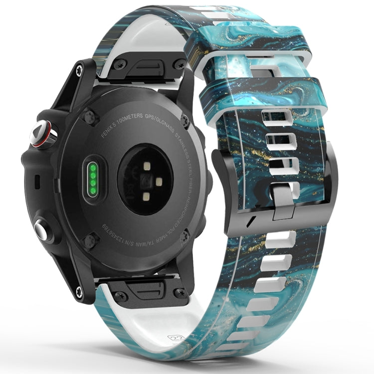 For Garmin  Tactix 7 Pro / Fenix 7X / 6X Pro Printing Quick Release Silicone Watch Band(Marble) - Watch Bands by PMC TechLife | Online Shopping South Africa | PMC TechLife