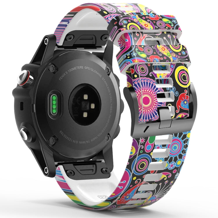For Garmin  Tactix 7 Pro / Fenix 7X / 6X Pro Printing Quick Release Silicone Watch Band(Peacock) - Watch Bands by PMC TechLife | Online Shopping South Africa | PMC TechLife