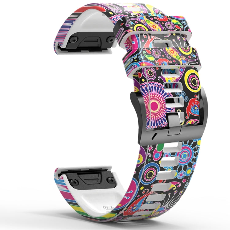 For Garmin  Tactix 7 Pro / Fenix 7X / 6X Pro Printing Quick Release Silicone Watch Band(Peacock) - Watch Bands by PMC TechLife | Online Shopping South Africa | PMC TechLife