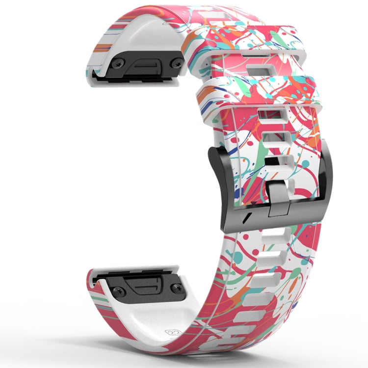 For Garmin  Tactix 7 Pro / Fenix 7X / 6X Pro Printing Quick Release Silicone Watch Band(Graffiti) - Watch Bands by PMC TechLife | Online Shopping South Africa | PMC TechLife