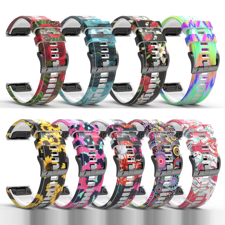 For Garmin  Tactix 7 Pro / Fenix 7X / 6X Pro Printing Quick Release Silicone Watch Band(Painted) - Watch Bands by PMC TechLife | Online Shopping South Africa | PMC TechLife