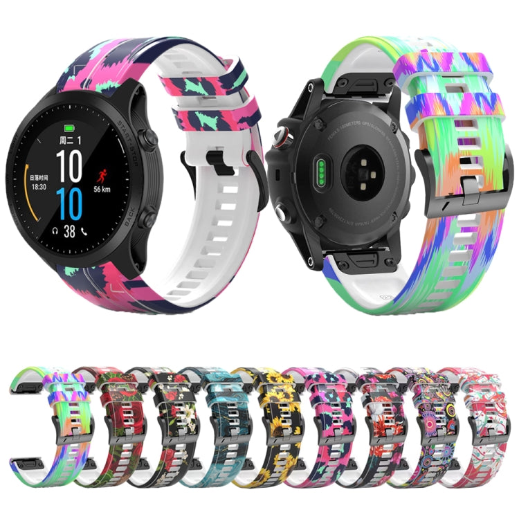 For Garmin  Tactix 7 Pro / Fenix 7X / 6X Pro Printing Quick Release Silicone Watch Band(Peacock) - Watch Bands by PMC TechLife | Online Shopping South Africa | PMC TechLife