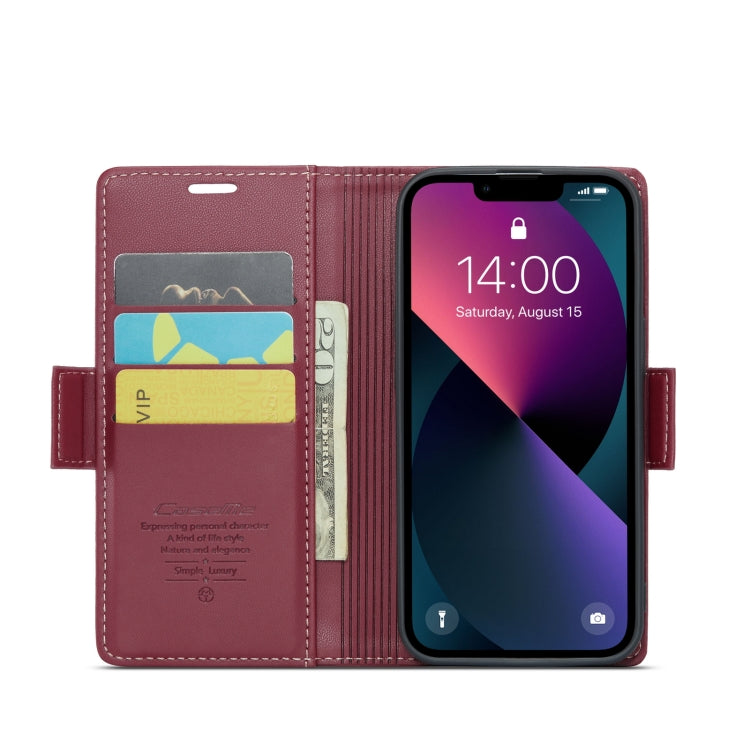 For iPhone 14 CaseMe 023 Butterfly Buckle Litchi Texture RFID Anti-theft Leather Phone Case(Wine Red) - iPhone 14 Cases by CaseMe | Online Shopping South Africa | PMC Jewellery