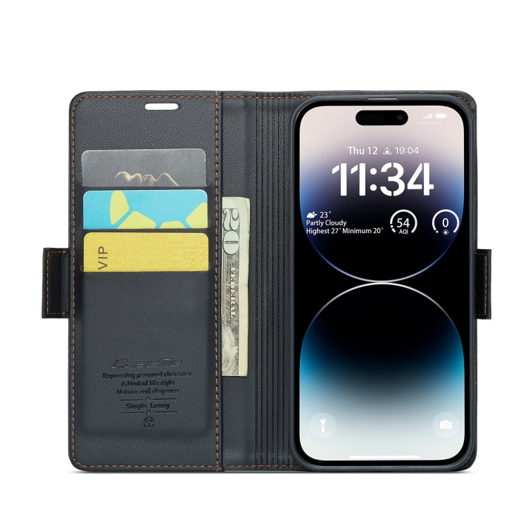 For iPhone 14 Pro CaseMe 023 Butterfly Buckle Litchi Texture RFID Anti-theft Leather Phone Case(Black) - iPhone 14 Pro Cases by CaseMe | Online Shopping South Africa | PMC Jewellery