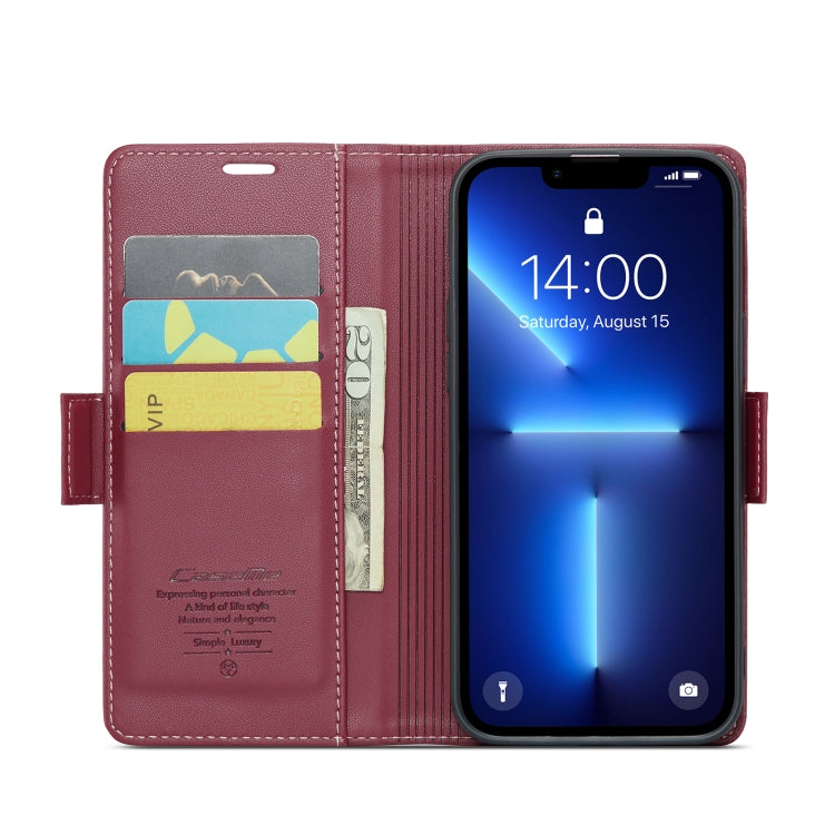 For iPhone 13 Pro Max CaseMe 023 Butterfly Buckle Litchi Texture RFID Anti-theft Leather Phone Case(Wine Red) - iPhone 13 Pro Max Cases by CaseMe | Online Shopping South Africa | PMC Jewellery
