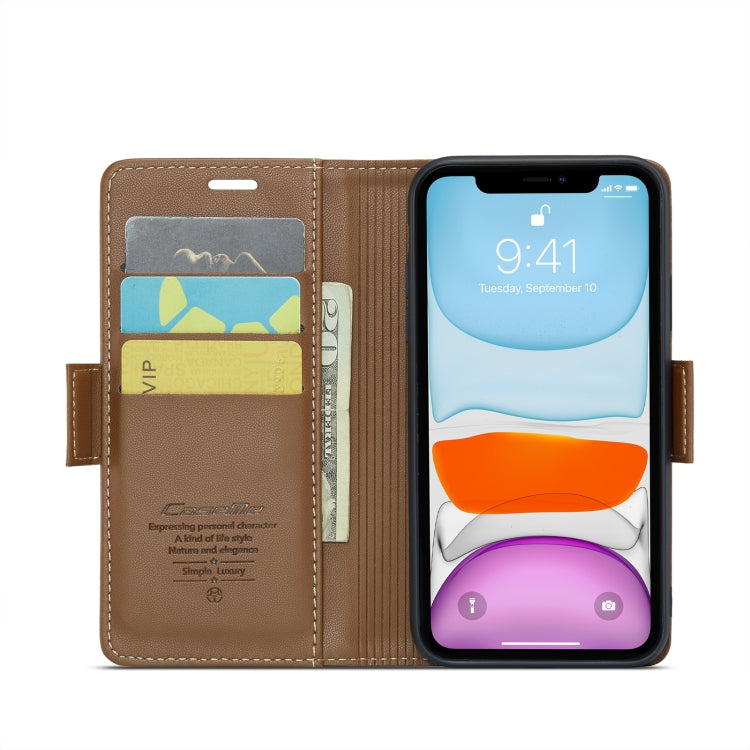 For iPhone 11 CaseMe 023 Butterfly Buckle Litchi Texture RFID Anti-theft Leather Phone Case(Brown) - iPhone 11 Cases by CaseMe | Online Shopping South Africa | PMC Jewellery