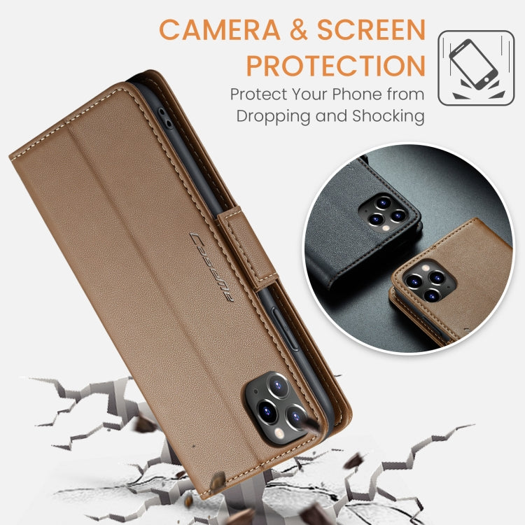 For iPhone 11 Pro Max CaseMe 023 Butterfly Buckle Litchi Texture RFID Anti-theft Leather Phone Case(Brown) - iPhone 11 Pro Max Cases by CaseMe | Online Shopping South Africa | PMC Jewellery