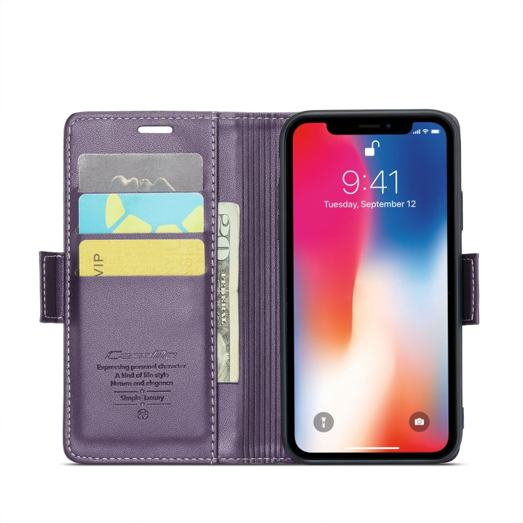 For iPhone XS CaseMe 023 Butterfly Buckle Litchi Texture RFID Anti-theft Leather Phone Case(Pearly Purple) - More iPhone Cases by CaseMe | Online Shopping South Africa | PMC Jewellery