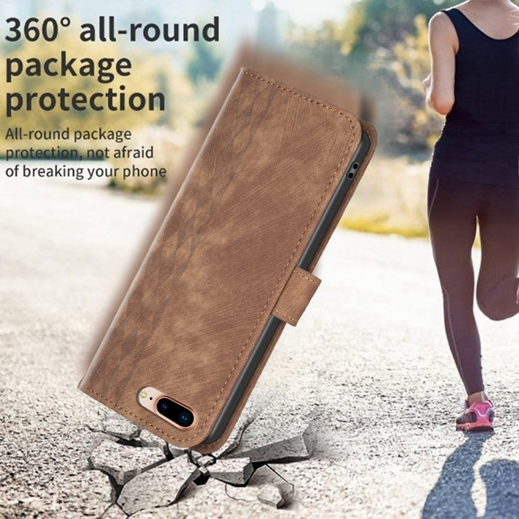 For iPhone 7 Plus / 8 Plus Plaid Embossed Leather Phone Case(Brown) - free shipping - PMC TechLife - Order now!