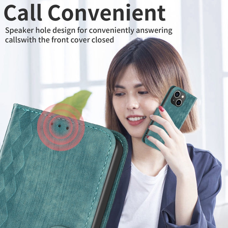For iPhone 15 Plaid Embossed Leather Phone Case(Green) - free shipping - PMC TechLife - Order now!