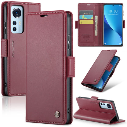 For Xiaomi 12 / 12X / 12S CaseMe 023 Butterfly Buckle Litchi Texture RFID Anti-theft Leather Phone Case(Wine Red) - 12 Cases by CaseMe | Online Shopping South Africa | PMC Jewellery