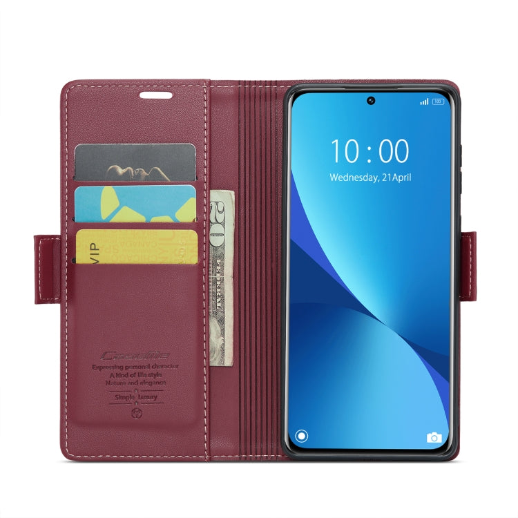 For Xiaomi 12 / 12X / 12S CaseMe 023 Butterfly Buckle Litchi Texture RFID Anti-theft Leather Phone Case(Wine Red) - 12 Cases by CaseMe | Online Shopping South Africa | PMC Jewellery