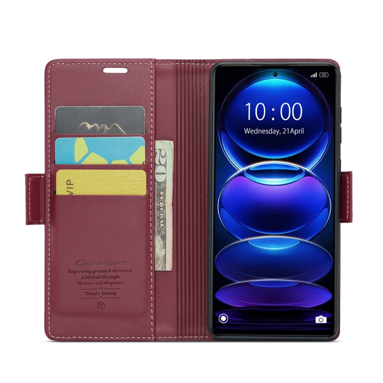 CaseMe 023 Butterfly Buckle Litchi Texture RFID Anti-theft Leather Phone Case For Xiaomi Poco X5 Pro 5G/Redmi Note 12 Pro 5G Global(Wine Red) - Xiaomi Cases by CaseMe | Online Shopping South Africa | PMC Jewellery