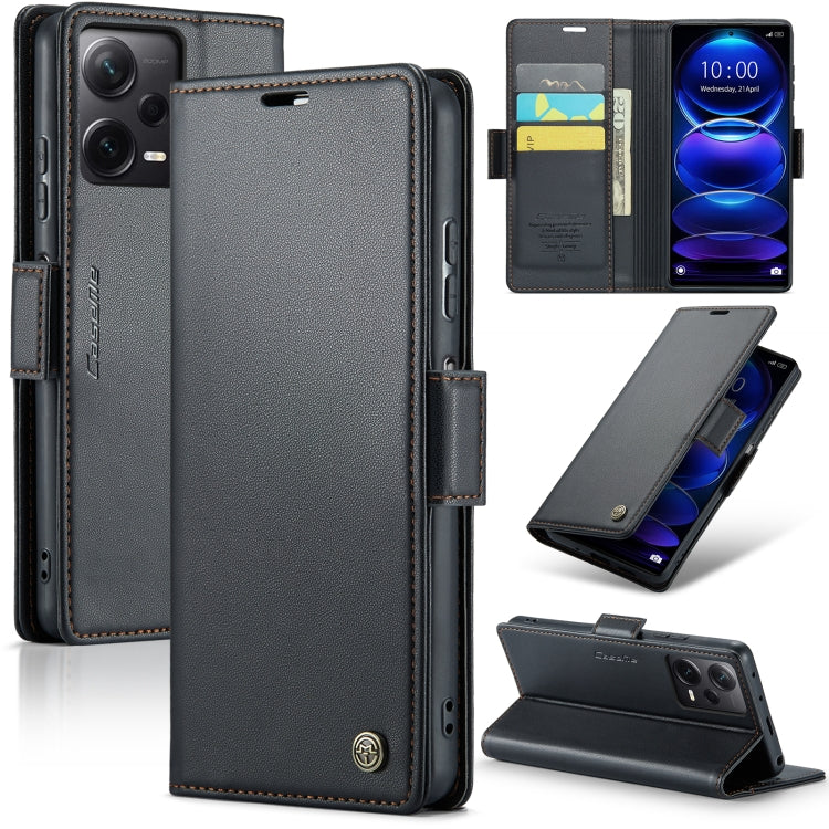 For Xiaomi Redmi Note 12 Pro+ 5G Global CaseMe 023 Butterfly Buckle Litchi Texture RFID Anti-theft Leather Phone Case(Black) - Note 12 Pro+ Cases by CaseMe | Online Shopping South Africa | PMC Jewellery