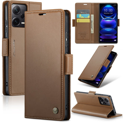 For Xiaomi Redmi Note 12 Pro+ 5G Global CaseMe 023 Butterfly Buckle Litchi Texture RFID Anti-theft Leather Phone Case(Brown) - Note 12 Pro+ Cases by CaseMe | Online Shopping South Africa | PMC Jewellery