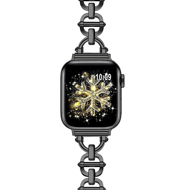 Ladder Buckle Metal Watch Band For Apple Watch 8 45mm(Black) - Watch Bands by PMC TechLife | Online Shopping South Africa | PMC TechLife