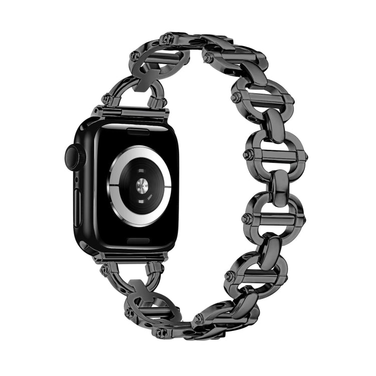 Ladder Buckle Metal Watch Band For Apple Watch 7 41mm(Black) - Watch Bands by PMC TechLife | Online Shopping South Africa | PMC TechLife