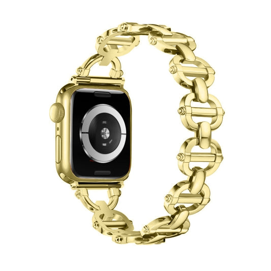 Ladder Buckle Metal Watch Band For Apple Watch 7 41mm(Gold) - Watch Bands by PMC Jewellery | Online Shopping South Africa | PMC Jewellery