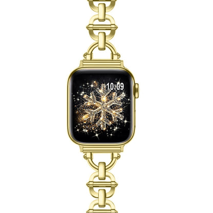 Ladder Buckle Metal Watch Band For Apple Watch 7 41mm(Gold) - Watch Bands by PMC Jewellery | Online Shopping South Africa | PMC Jewellery