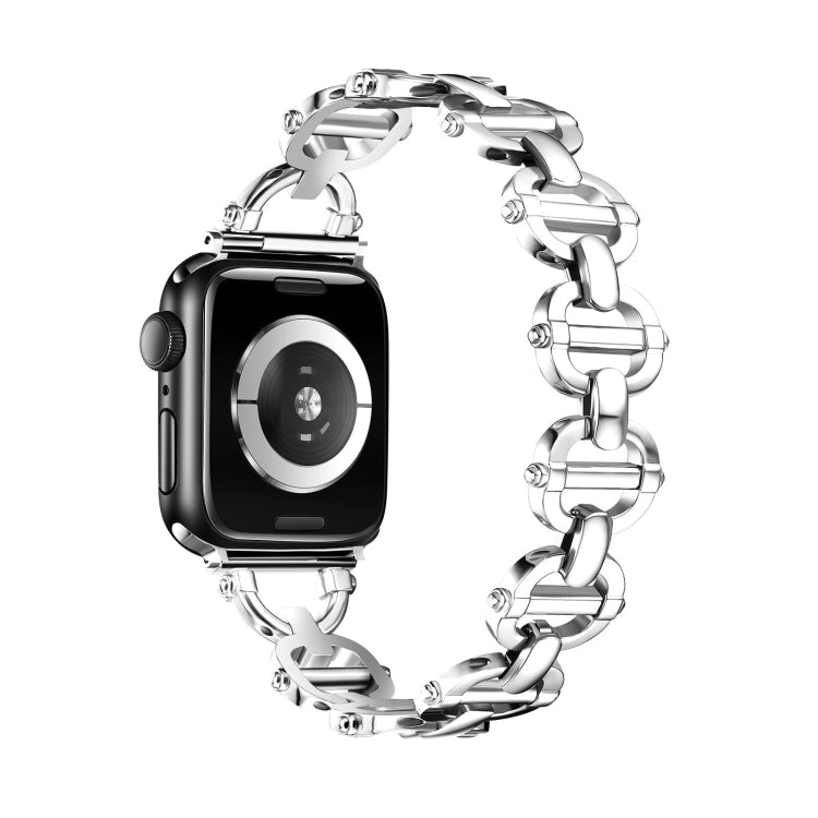 Ladder Buckle Metal Watch Band For Apple Watch 7 41mm(Silver) - Watch Bands by PMC TechLife | Online Shopping South Africa | PMC TechLife