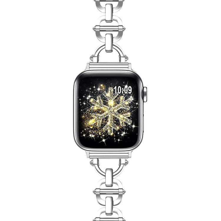 Ladder Buckle Metal Watch Band For Apple Watch 7 41mm(Silver) - Watch Bands by PMC TechLife | Online Shopping South Africa | PMC TechLife