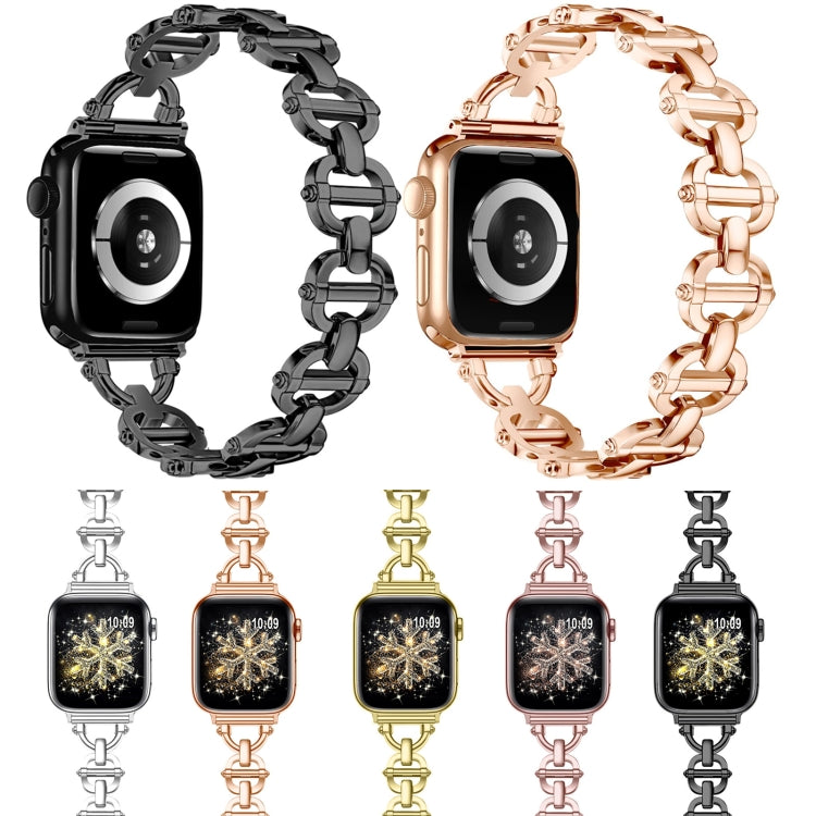 Ladder Buckle Metal Watch Band For Apple Watch 8 45mm(Black) - Watch Bands by PMC TechLife | Online Shopping South Africa | PMC TechLife