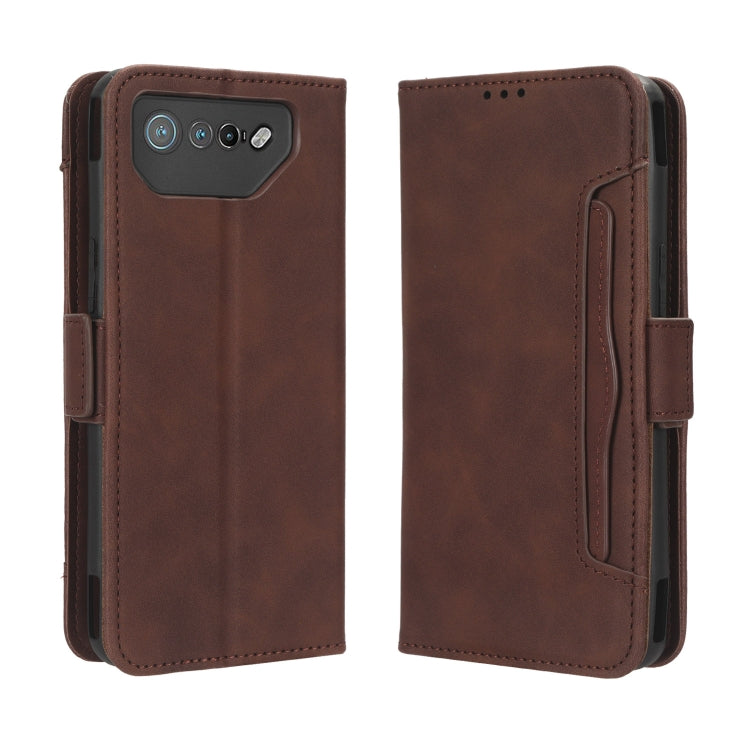 For ASUS ROG Phone 7 Skin Feel Calf Texture Card Slots Leather Phone Case(Brown) - ASUS Cases by PMC Jewellery | Online Shopping South Africa | PMC Jewellery