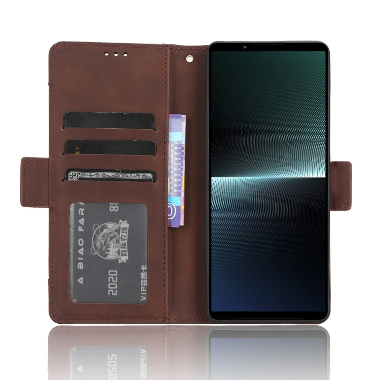 For Sony Xperia 1 V Skin Feel Calf Texture Card Slots Leather Phone Case(Brown) - Sony Cases by PMC Jewellery | Online Shopping South Africa | PMC Jewellery