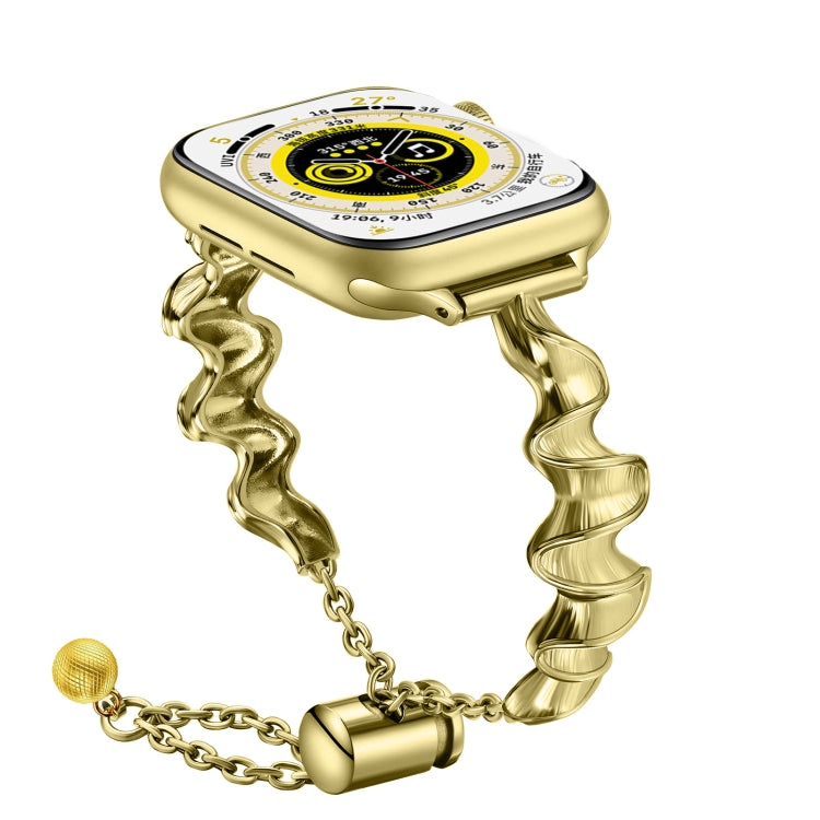 Ribbon Wave Metal Watch Band For Apple Watch 7 41mm(Gold) - Watch Bands by PMC TechLife | Online Shopping South Africa | PMC TechLife