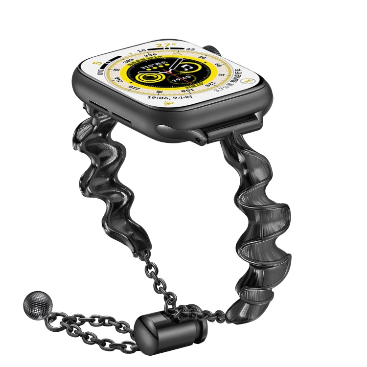 Ribbon Wave Metal Watch Band For Apple Watch SE 40mm(Black) - Watch Bands by PMC TechLife | Online Shopping South Africa | PMC TechLife