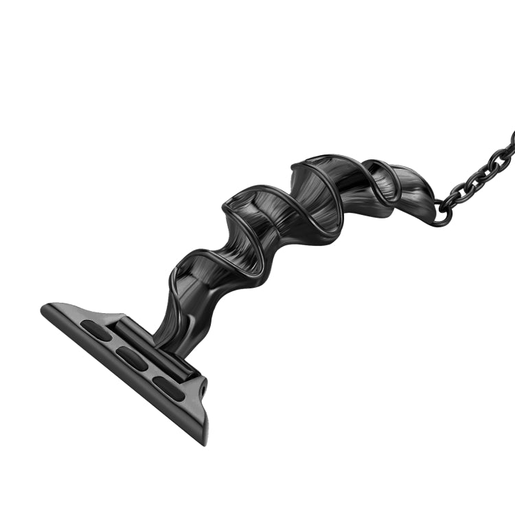 Ribbon Wave Metal Watch Band For Apple Watch SE 44mm(Black) - Watch Bands by PMC TechLife | Online Shopping South Africa | PMC TechLife