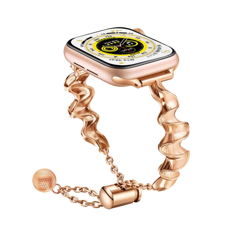 Ribbon Wave Metal Watch Band For Apple Watch 38mm(Rose Gold) - Watch Bands by PMC TechLife | Online Shopping South Africa | PMC TechLife