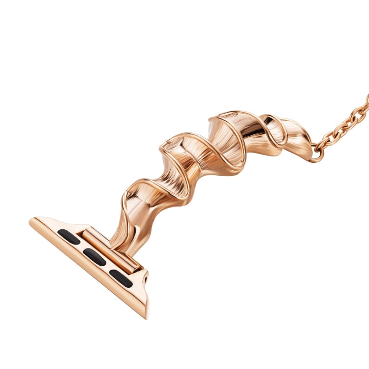 Ribbon Wave Metal Watch Band For Apple Watch 42mm(Rose Gold) - Watch Bands by PMC TechLife | Online Shopping South Africa | PMC TechLife