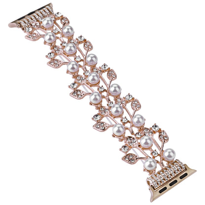 Four-leaf Bead Metal Watch Band For Apple Watch 6 40mm(Rose Gold) - Watch Bands by PMC Jewellery | Online Shopping South Africa | PMC Jewellery