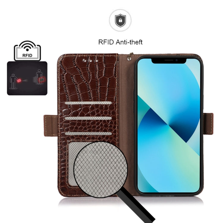 For Xiaomi Redmi K60 / K60 Pro 5G / Poco F5 Pro Crocodile Top Layer Cowhide Leather Phone Case(Brown) - Xiaomi Cases by PMC TechLife | Online Shopping South Africa | PMC TechLife