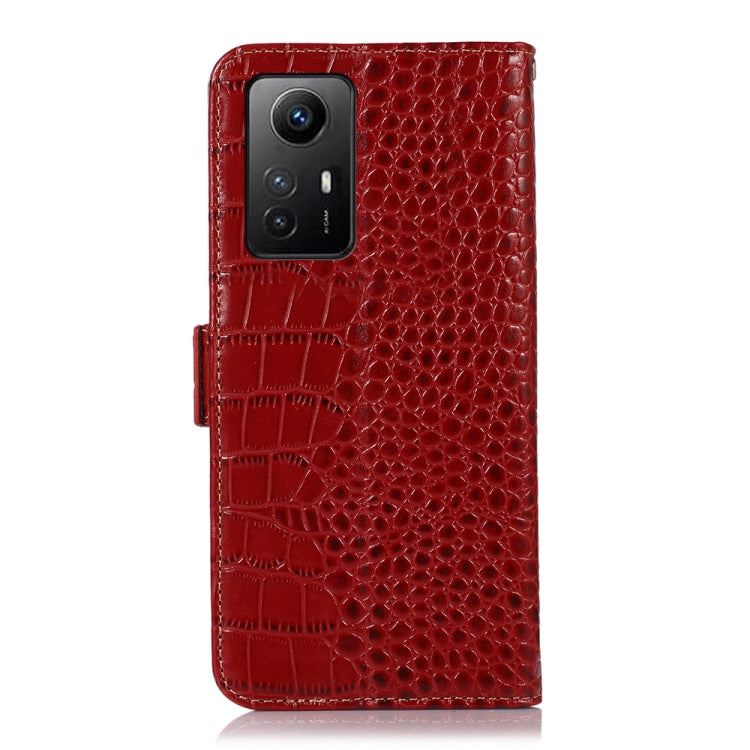 For Xiaomi Redmi Note 12S 4G Crocodile Top Layer Cowhide Leather Phone Case(Brown) - Xiaomi Cases by PMC TechLife | Online Shopping South Africa | PMC TechLife