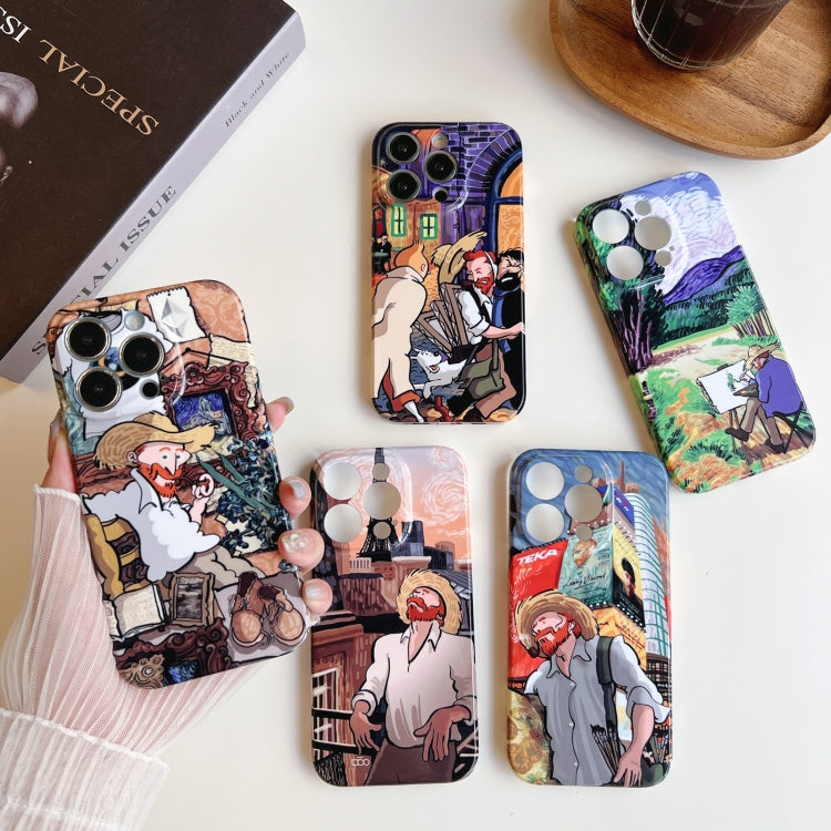 For iPhone 13 Pro Max Precise Hole Oil Painting Pattern PC Phone Case(Puppy) - iPhone 13 Pro Max Cases by PMC TechLife | Online Shopping South Africa | PMC TechLife