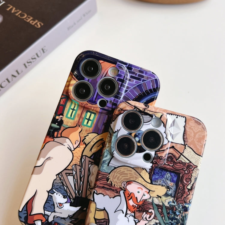 For iPhone 12 Precise Hole Oil Painting Pattern PC Phone Case(Edifice) - iPhone 12 / 12 Pro Cases by PMC TechLife | Online Shopping South Africa | PMC TechLife