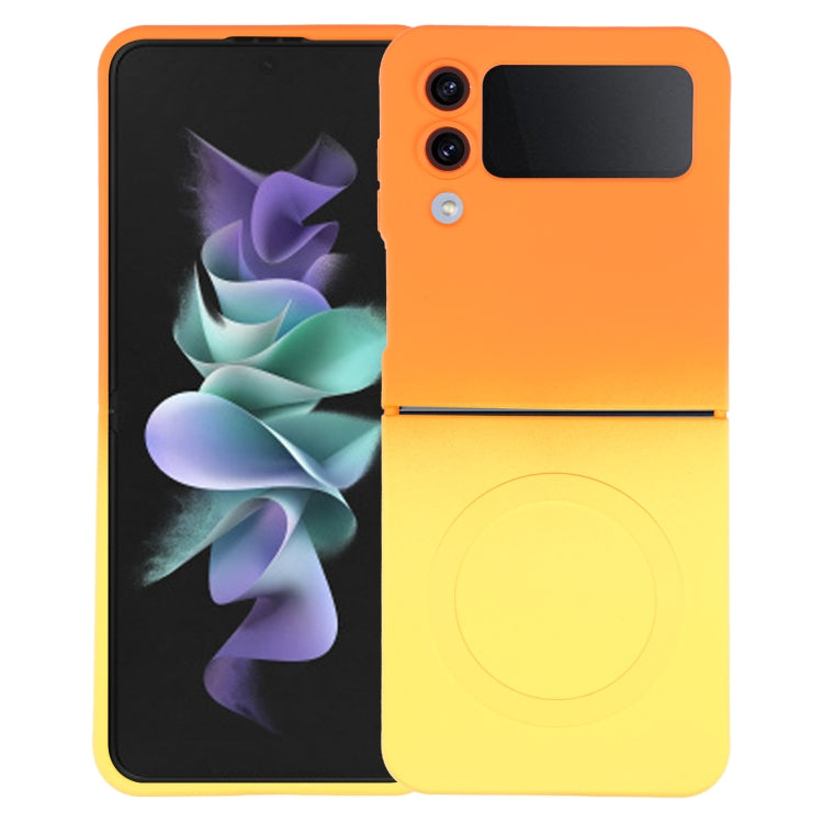For Samsung Galaxy Z Flip3 5G Liquid TPU Silicone Gradient MagSafe Phone Case(Orange Yellow) - Galaxy Phone Cases by PMC TechLife | Online Shopping South Africa | PMC TechLife
