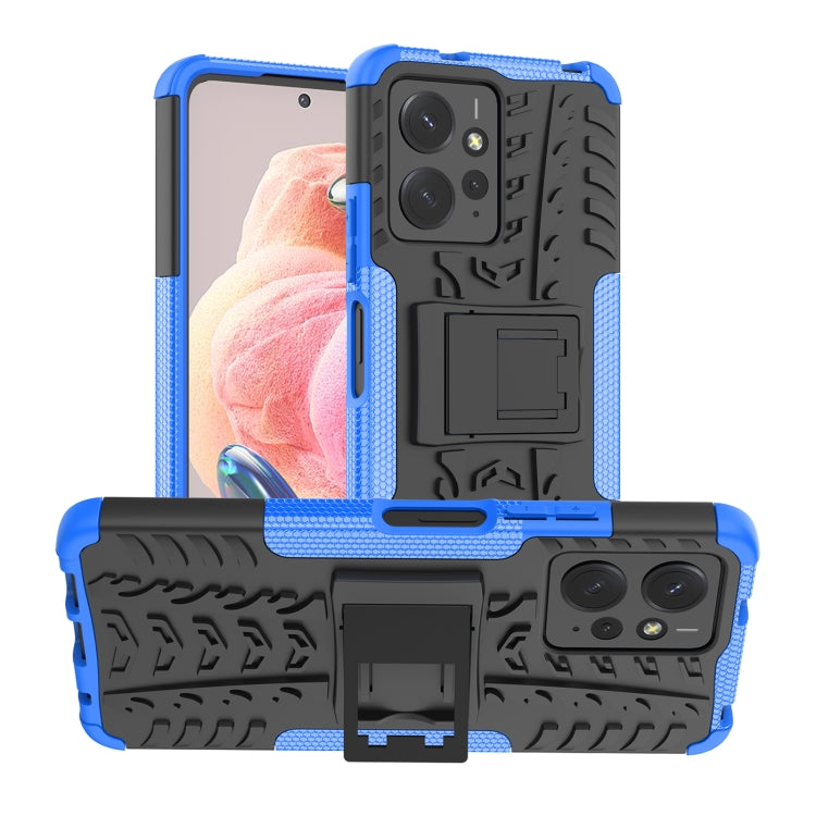 For Xiaomi Redmi Note 12 4G Global Tire Texture TPU + PC Phone Case with Holder(Blue) - free shipping - PMC TechLife - Order now!