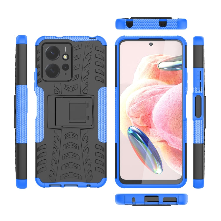 For Xiaomi Redmi Note 12 4G Global Tire Texture TPU + PC Phone Case with Holder(Blue) - free shipping - PMC TechLife - Order now!