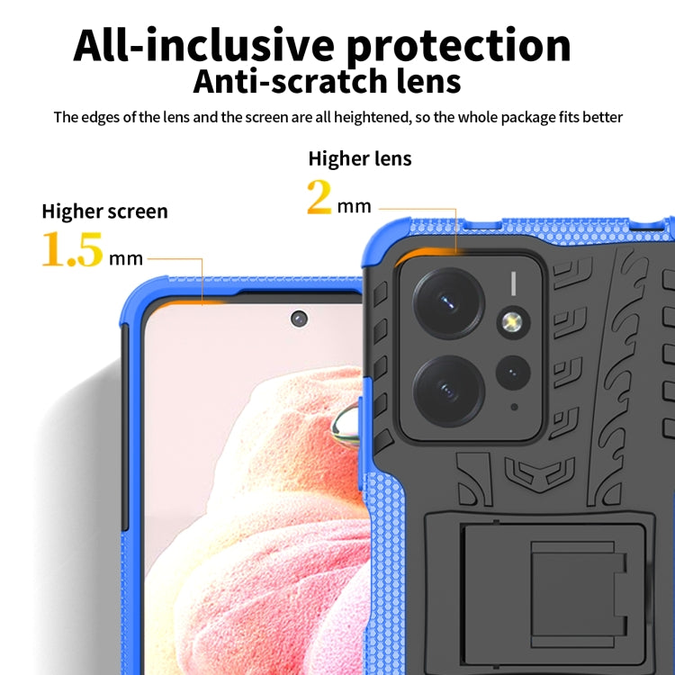 For Xiaomi Redmi Note 12 4G Global Tire Texture TPU + PC Phone Case with Holder(Blue) - free shipping - PMC TechLife - Order now!
