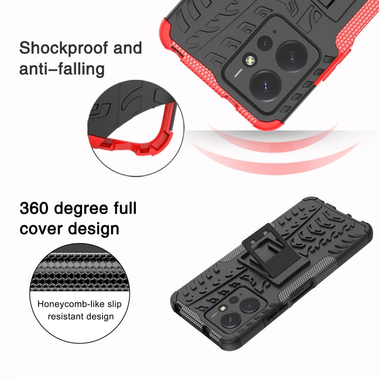 For Xiaomi Redmi Note 12 4G Global Tire Texture TPU + PC Phone Case with Holder(Blue) - free shipping - PMC TechLife - Order now!