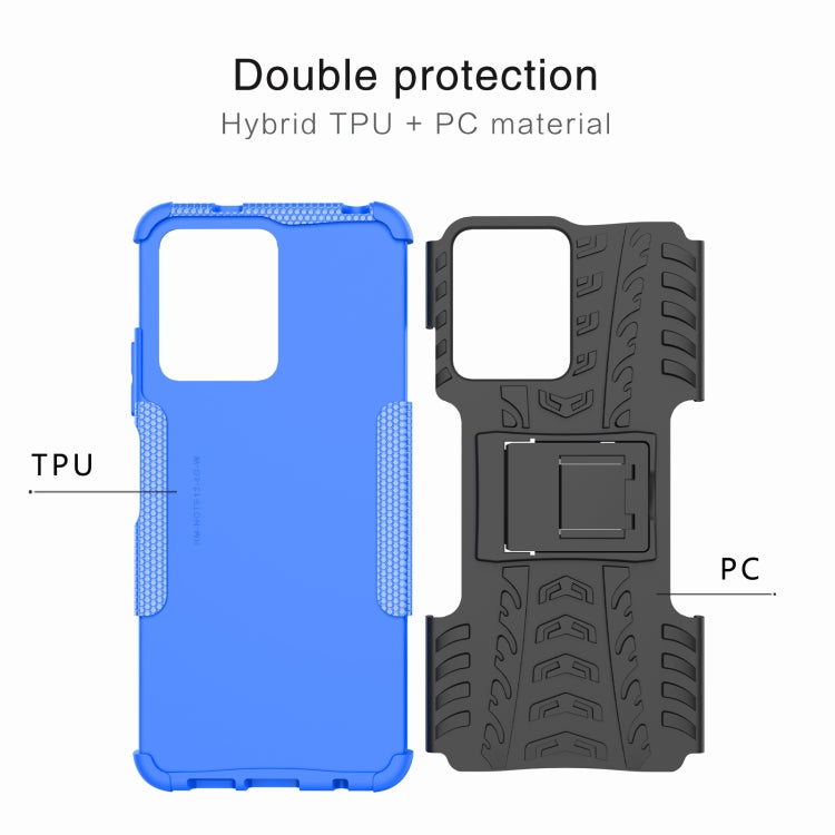 For Xiaomi Redmi Note 12 4G Global Tire Texture TPU + PC Phone Case with Holder(Blue) - free shipping - PMC TechLife - Order now!